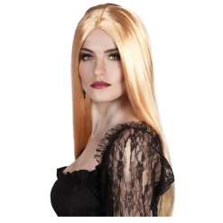 Perücke Damen Hexe Langhaar glatt, Mittelscheitel, blond
