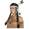 Perücke Damen Indianerin mit Stirnband und zwei gefochtenen Zöpfen, Sioux, schwarz
