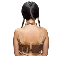Perücke Damen Indianerin mit zwei gefochtenen Zöpfen, schwarz