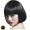 Perücke Damen Kurzer Bob, Pagenkopf mit Pony, Premium-Qualität, Mia, schwarz
