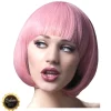 Perücke Damen Kurzer Bob, Pagenkopf mit Pony, Premium-Qualität, Mia, pastellrosa