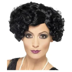 Perücke Damen Kurzhaar Bob Pagenkopf mit Wassenwelle, Charlston 20er, Flirty Flapper, schwarz