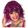 Perücke Damen Lametta Folie, Disco, pink - SPARPACK mit 6 Stück