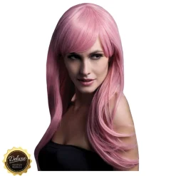 Perücke Damen Langhaar, Gestuft mit Pony, Premium-Qualität, Sienna, pastellrosa
