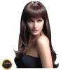 Perücke Damen Langhaar, Gestuft mit Pony, Premium-Qualität, Sienna, braun