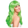 Perücke Damen Langhaar glatt mit Pony, Party Chique, grün