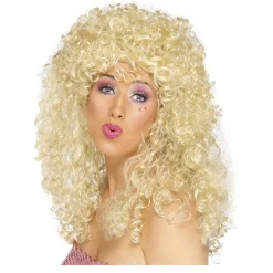 Perücke Damen Langhaar mit kleinen Locken, Boogie Babe, blond
