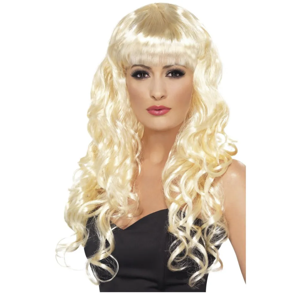 Perücke Damen Langhaar mit Pony leicht gewellt, Siren, blond