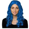 Perücke Damen Langhaar Mittelscheitel leicht gelockt, blau