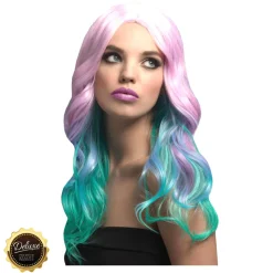 Perücke Damen Langhaar, Wellig mit Mittelscheitel, Premium-Qualität, Khloe, pastell-ombre