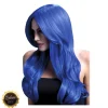 Perücke Damen Langhaar, Wellig mit Mittelscheitel, Premium-Qualität, Khloe, neon-blau