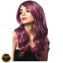 Perücke Damen Langhaar, Wellig mit Mittelscheitel, Premium-Qualität, Khloe, mauve