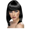 Perücke Damen Longbob, Pagenkopf mit Pony, Glam, schwarz