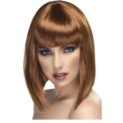 Perücke Damen Longbob, Pagenkopf mit Pony, Glam, braun