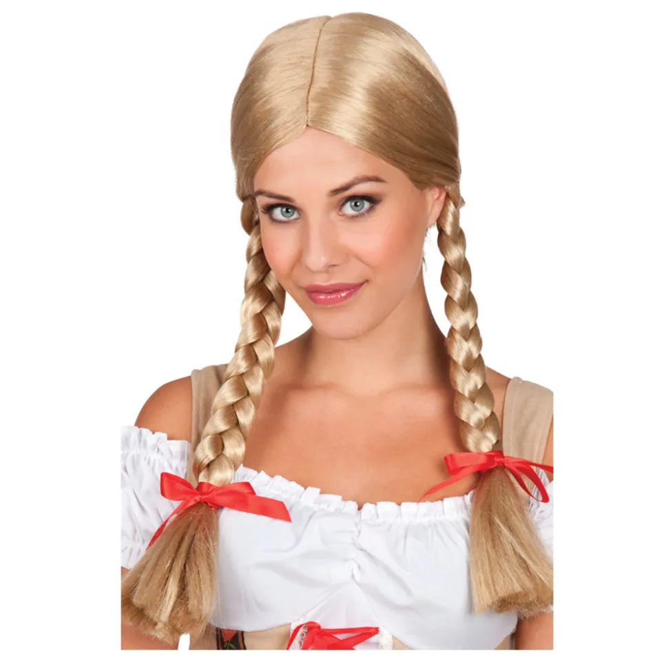 Perücke Damen Mittelscheitel mit zwei geflochtenen Zöpfen Adelheid, blond
