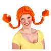 Perücke Damen mit zwei geflochtenen Zöpfen und Pony Heidi, orange