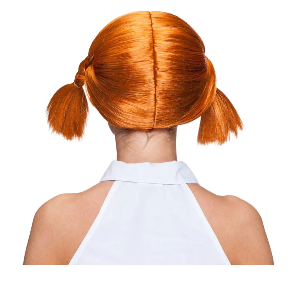 Perücke Damen mit zwei geflochtenen Zöpfen und Pony, Schwedisches Mädchen, orange