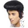 Perücke Herren Elvis Deluxe Rock 'n Roll mit Koteletten, schwarz
