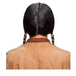 Perücke Herren Indianer mit zwei gefochtenen Zöpfen, schwarz