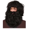 Perücke Herren Knecht Ruprecht, Barbar, Set Perücke und Bart, schwarz