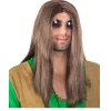 Perücke Herren Mittelscheitel lang 70er Hippie, John, braun