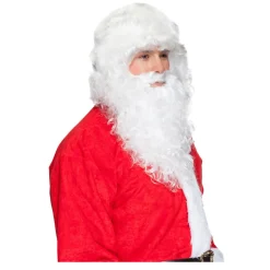 Perücke Herren Nikolaus Weihnachtsmann, Set Perücke und Bart, Premium, weiß