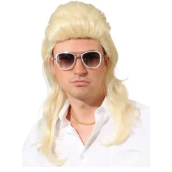 Perücke Herren Proll Vokuhila 80er, Altrocker, blond