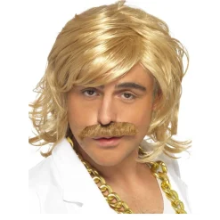 Perücke Herren Show Star Dandy mit Schnurrbart, blond
