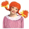 Perücke Kinder Mädchen mit zwei geflochtenen Zöpfen und Pony, freches Mädchen, Wildfang, orange