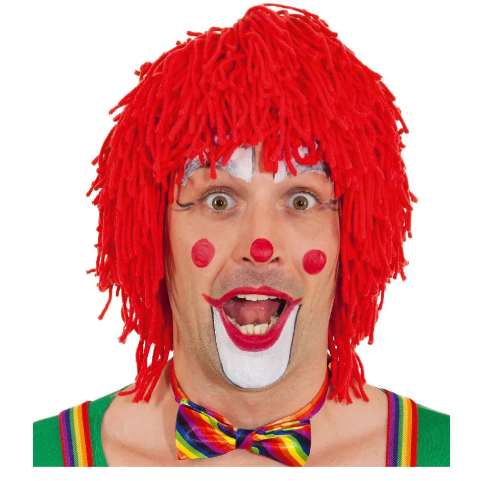 Perücke Unisex Clown aus Wolle, rot