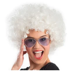 Perücke Unisex Damen Super-Riesen-Afro Locken, weiß