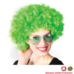 Perücke Unisex Damen Super-Riesen-Afro Locken, grün - SPARPACK mit 6 Stück
