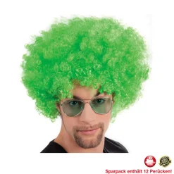 Perücke Unisex Herren Super-Riesen-Afro Locken, grün - SPARPACK mit 12 Stück