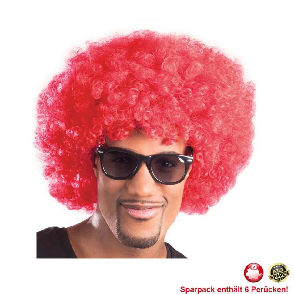 Perücke Unisex Herren Super-Riesen-Afro Locken, rot - SPARPACK mit 6 Stück