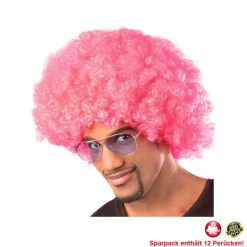 Perücke Unisex Herren Super-Riesen-Afro Locken, pink - SPARPACK mit 12 Stück