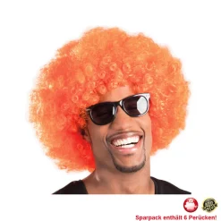 Perücke Unisex Herren Super-Riesen-Afro Locken, orange - SPARPACK mit 6 Stück