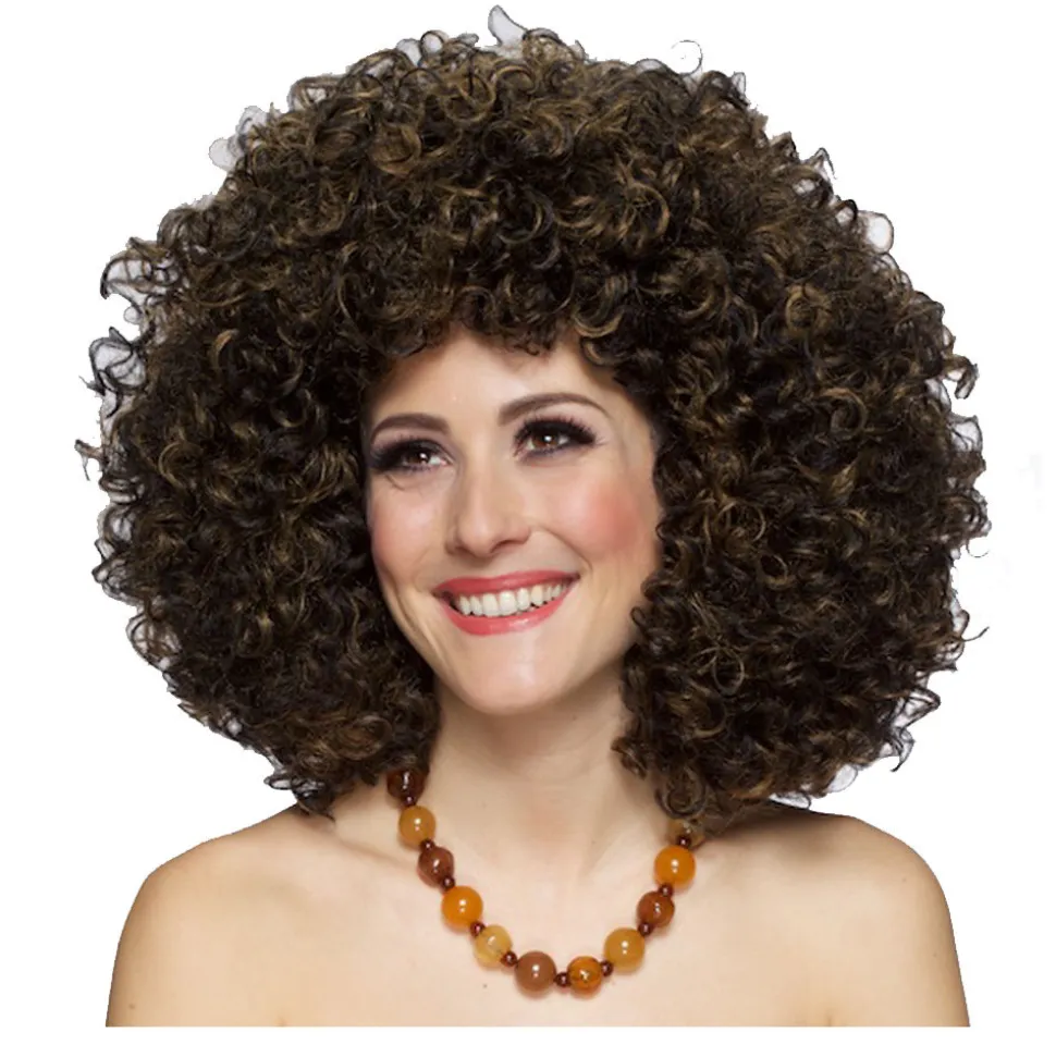 Perücke Unisex Super-Riesen-Afro Locken meliert, Havana, braun
