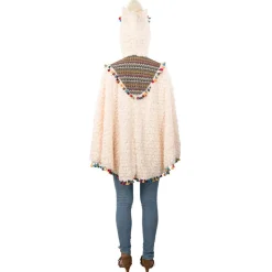 Poncho mit Lama-Kapuze, Einheitsgröße