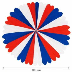 Riesen-Deko-Fächer, Ø 100 cm, schwer entflammbar, Blau-Weiß-Rot, USA / Frankreich