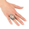 Ring, silber, mit weißem Totenkopf und Strass