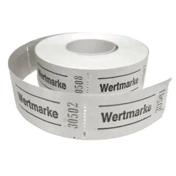 Rollen-Gutscheine Aufdruck Wertmarke, 500 perforierte Abrisse, weiß
