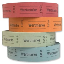 Rollen-Gutscheine Aufdruck Wertmarke, 500 perforierte Abrisse, weiß
