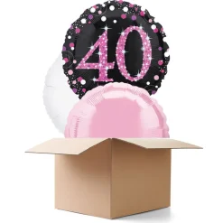 SALE Ballongrüsse Sparkle Pink 40th, 3 Ballons