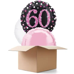SALE Ballongrüsse Sparkle Pink 60th, 3 Ballons