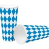 SALE Becher aus Pappe, Bayrisch Raute, 500ml, 8 Stück, Bayrische Dekoration, Bayrisches Fest, Blau-Weiß