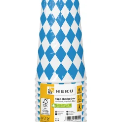 SALE Becher aus Pappe, Bayrisch Raute, 500ml, 8 Stück, Bayrische Dekoration, Bayrisches Fest, Blau-Weiß