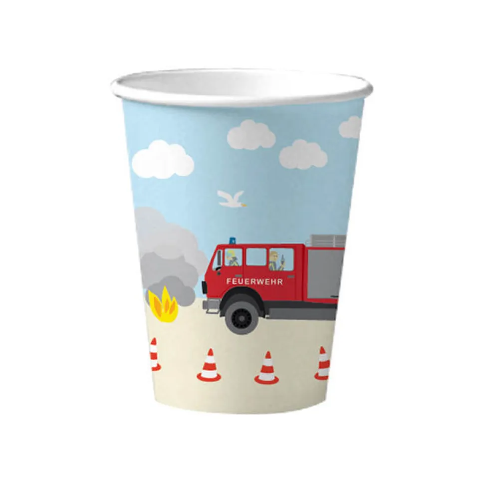 SALE Becher, recycelbar aus Pappe, Feuerwehr 8 Stk. 0,2 ltr.