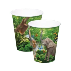 SALE Becher, recycelbar aus Pappe, Safari Party, ca. 250 ml, 8 Stück