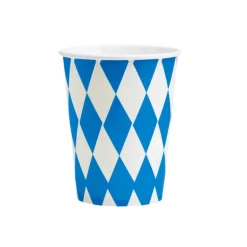 SALE Becher, recycelbar aus Pappe, Bavaria, 8 Stück, Bayrische Dekoration, Bayrisches Fest, Blau-Weiß