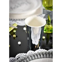 SALE Becher, recycelbar aus Pappe, Metallic-Silber, Ø 7,8 x 9,7 cm